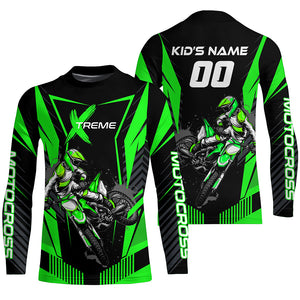 Extreme Dirt Bike Jersey Green UPF30+ Custom Kid Men Women Motocross Riding Shirt Off-Road Jersey PDT669