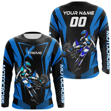 Load image into Gallery viewer, Extreme Dirt Bike Jersey Blue UPF30+ Custom Kid Men Women Motocross Riding Shirt Off-Road Jersey PDT669