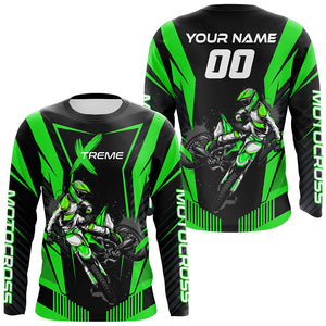 Extreme Dirt Bike Jersey Green UPF30+ Custom Kid Men Women Motocross Riding Shirt Off-Road Jersey PDT669