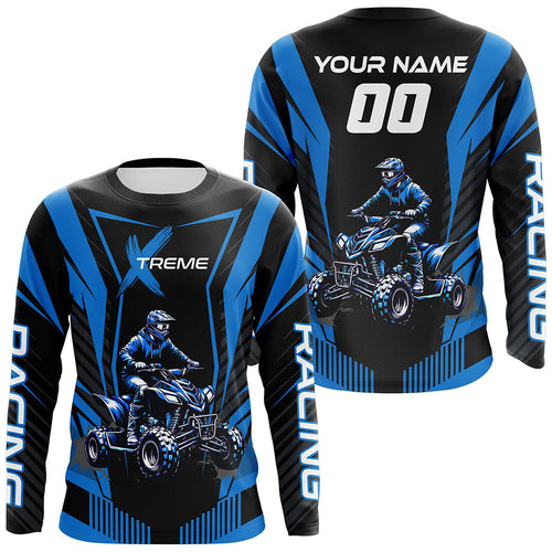 Blue ATV Motocross Jersey Men Youth Upf30+ Custom Quad Bike Shirt Boys Girls Extreme Off-Road PDT898