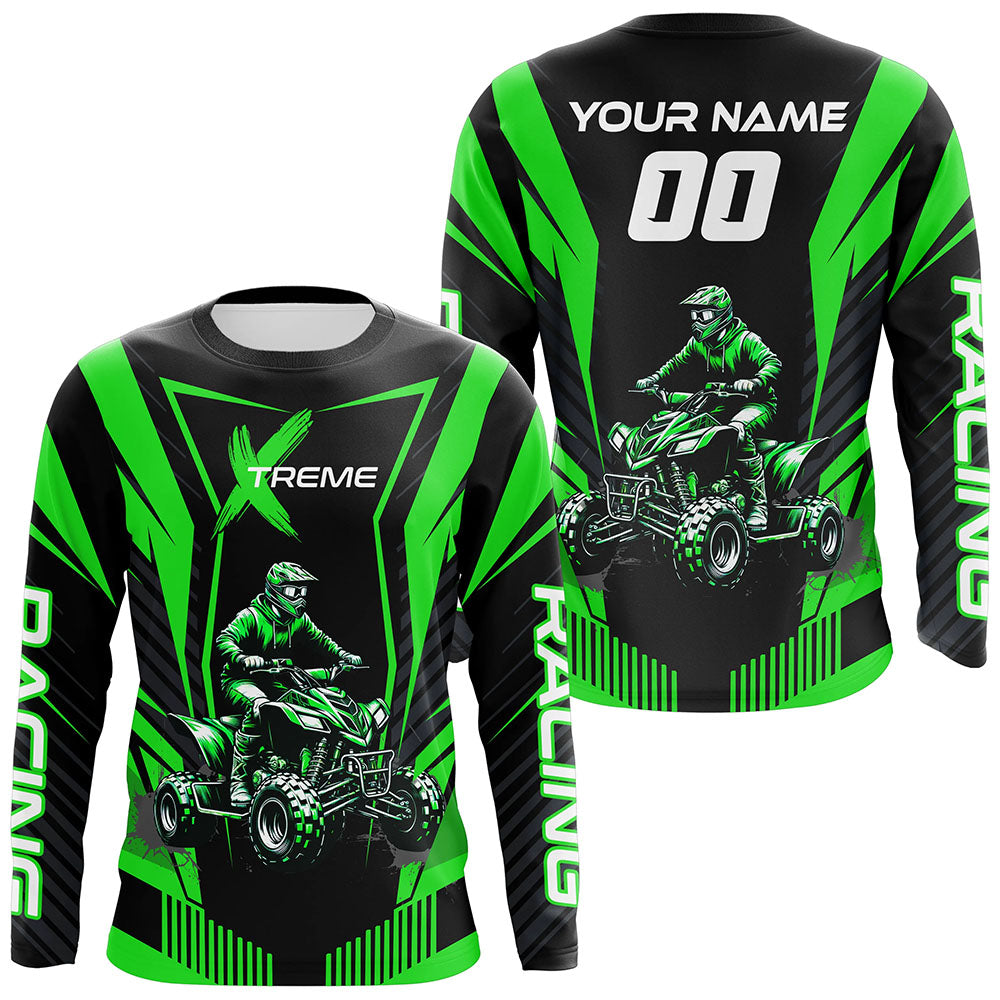 Green ATV Motocross Jersey Men Youth Upf30+ Custom Quad Bike Shirt Boys Girls Extreme Off-Road PDT898