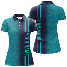 Load image into Gallery viewer, Custom Navy Bowling Shirts Men &amp; Women Turquoise Bowling Jersey Team Bowling Polo BDT527