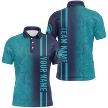 Load image into Gallery viewer, Custom Navy Bowling Shirts Men &amp; Women Turquoise Bowling Jersey Team Bowling Polo BDT527