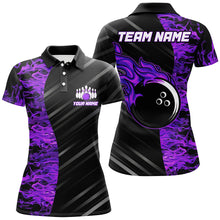 Load image into Gallery viewer, Purple Flames Bowling Jersey Men Women Custom Bowling Polo Shirt For Team BDT487