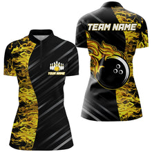Load image into Gallery viewer, Yellow Flames Bowling Jersey Men Women Custom 1/4 Bowling  Shirt For Team BDT487