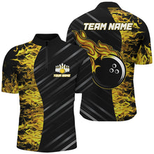 Load image into Gallery viewer, Yellow Flames Bowling Jersey Men Women Custom 1/4 Bowling  Shirt For Team BDT487