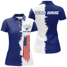 Load image into Gallery viewer, Navy &amp; White Bowling Shirts Men &amp; Women Custom Patriotic Bowling Team Jersey Unisex Polo BDT531