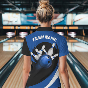 Personalized Blue Bowling Shirts Custom Bowling Team Jersey Polo Bowling Shirts BDT502