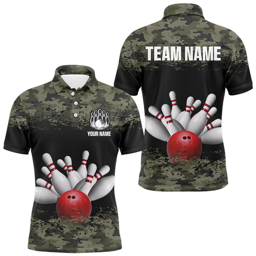 Green Camo Bowling Shirts Unisex Custom Bowling Jersey For Men Women Polo Bowling Team Shirt BDT596