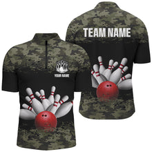 Load image into Gallery viewer, Green Camo Bowling Shirts Unisex Custom Bowling Jersey For Men Women 1/4 Zip Bowling Team Shirt BDT596