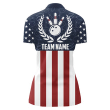 Load image into Gallery viewer, American Flag Bowling Quarter-Zip Shirt For Women Custom Bowling Shirt Team League Bowling Jersey BDT311