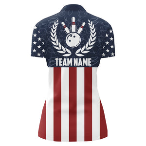 American Flag Bowling Quarter-Zip Shirt For Women Custom Bowling Shirt Team League Bowling Jersey BDT311