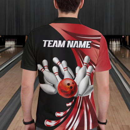 Personalized Red Bowling Team Jersey For Men & Women Custom Bowling Polo Shirt BDT457