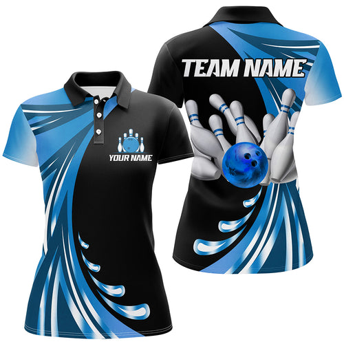 Personalized Blue Bowling Team Jersey For Men & Women Custom Bowling Polo Shirt BDT457