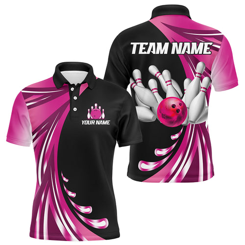 Personalized Pink Bowling Team Jersey For Men & Women Custom Bowling Polo Shirt BDT457