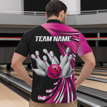 Load image into Gallery viewer, Personalized Pink Bowling Team Jersey For Men &amp; Women Custom Quarter Zip Bowling Shirt BDT457