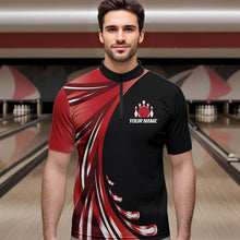Load image into Gallery viewer, Personalized Red Bowling Team Jersey For Men &amp; Women Custom Quarter Zip Bowling Shirt BDT457