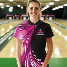 Load image into Gallery viewer, Personalized Pink Bowling Team Jersey For Men &amp; Women Custom Quarter Zip Bowling Shirt BDT457