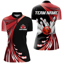 Load image into Gallery viewer, Personalized Red Bowling Team Jersey For Men &amp; Women Custom Quarter Zip Bowling Shirt BDT457