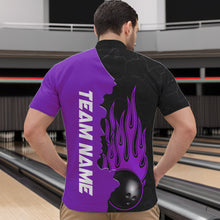 Load image into Gallery viewer, Purple Flame Bowling Quarter Zip Shirts Men &amp; Women Custom Bowling Team League Jerseys BDT471