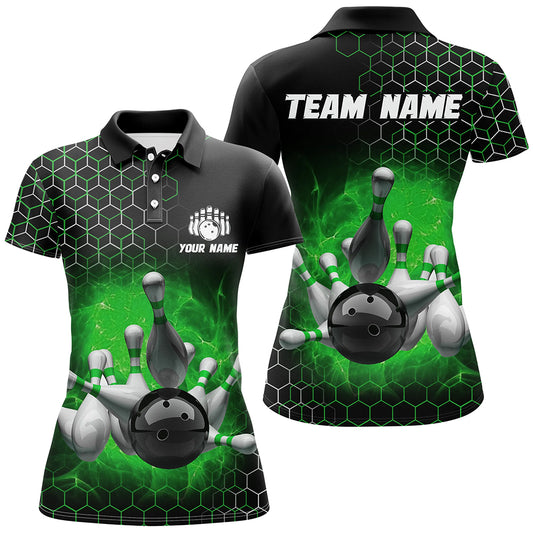 Personalized Green Bowling Jersey Men and Women Custom Bowling Polo Shirt Team BDT490