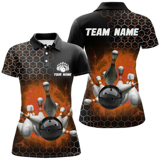 Personalized Orange Bowling Jersey Men and Women Custom Bowling Polo Shirt Team BDT490