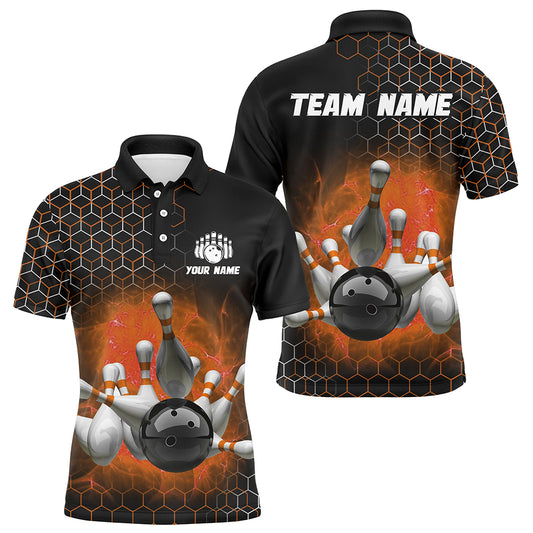 Personalized Orange Bowling Jersey Men and Women Custom Bowling Polo Shirt Team BDT490