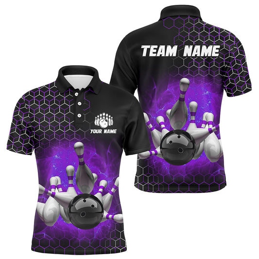 Personalized Purple Bowling Jersey Men and Women Custom Bowling Polo Shirt Team BDT490