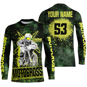 PIONAMZIOZ Green Neon Dirt Bike Jersey Men Women Kid UPF30+ Custom Motocross Off-Road Jersey MX Riding Shirt PDT665