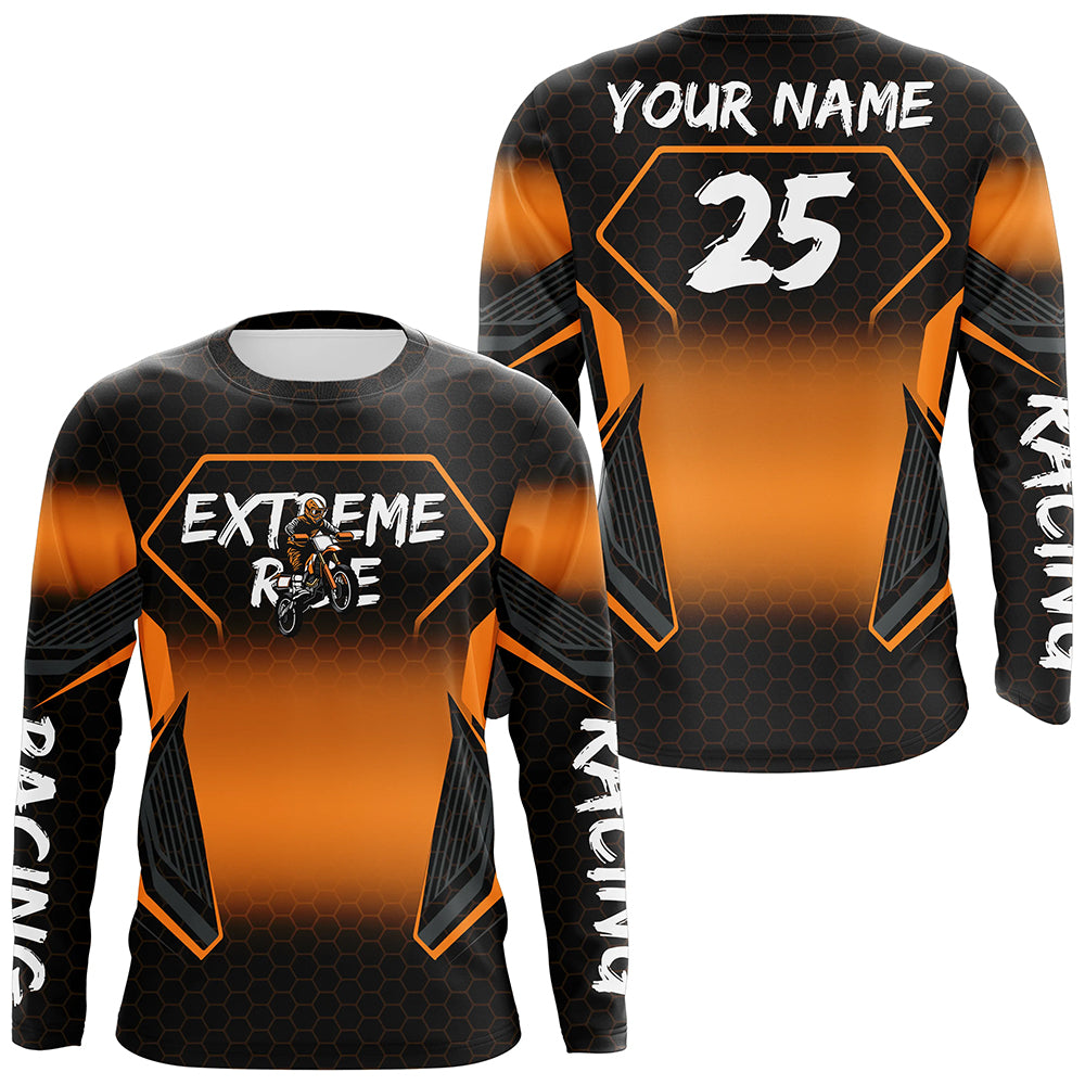 Custom Motocross Jersey Kid Men Women Upf30+ Orange Dirt Bike Shirt MX Off-Road Rider Motorcycle PDT670