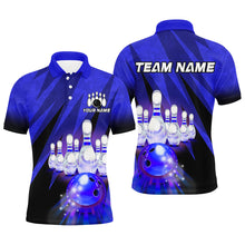 Load image into Gallery viewer, Custom Blue Bowling Shirt For Couple Bowling Team Jersey Men Women Bowler Gift BDT501