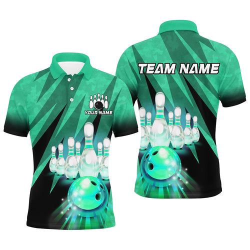 Custom Green Bowling Shirt For Couple Polo Bowling Team Jersey Men Women Bowler Gift BDT501