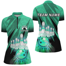 Load image into Gallery viewer, Custom Green Bowling Shirt For Couple Polo Bowling Team Jersey Men Women Bowler Gift BDT501