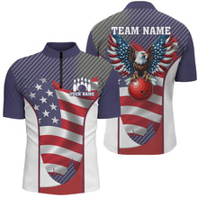 Load image into Gallery viewer, Patriotic Bowling 1/4 Zip Shirts For Men Women Custom Eagle Bowling Jersey Team BDT506