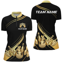 Load image into Gallery viewer, Custom Black&amp;Gold Bowling Shirts Team Bowling Jersey Men And Women Quarter-Zip BDT521