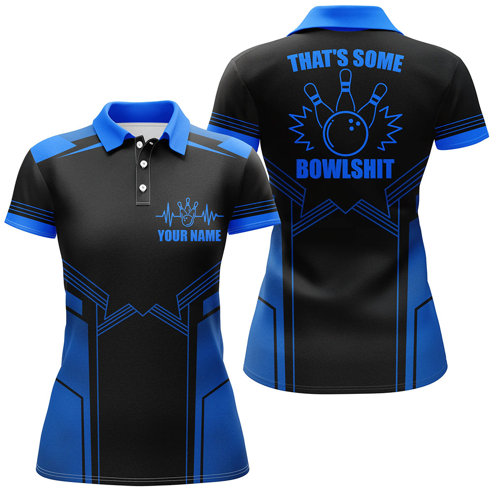 That's Some Bowlshit Bowling Polo Shirt For Women Custom Blue&Black Bowling Team League Jersey BDT161