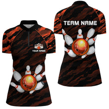 Load image into Gallery viewer, Personalized Orange Camo Bowling Shirts Unisex 1/4 Bowling Team Jersey Men Women BDT485