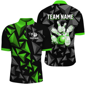 Custom 1/4 Zip Shirts For Men And Women Green Bowling Team League Jersey Bowler BDT500