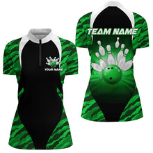 Load image into Gallery viewer, Green Camo Bowling Shirts Men Women Bowling Jersey Unisex Custom 1/4 Zip Bowling Team Shirt BDT597