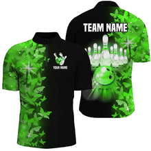 Load image into Gallery viewer, Green Butterfly Bowling Quarter-Zip Shirts For Men Women Custom Bowling Jersey Team BDT505