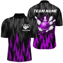 Load image into Gallery viewer, Unisex Bowling Team Jerseys Custom Purple Bowling Quarter Zip Shirt For Men &amp; Women BDT458