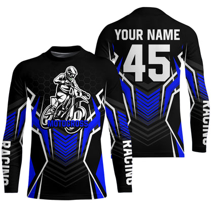 Blue Motocross Jersey Men Women Kid Upf30+ Custom Dirt Bike Shirt Off-Road Jersey Boys Girls PDT668