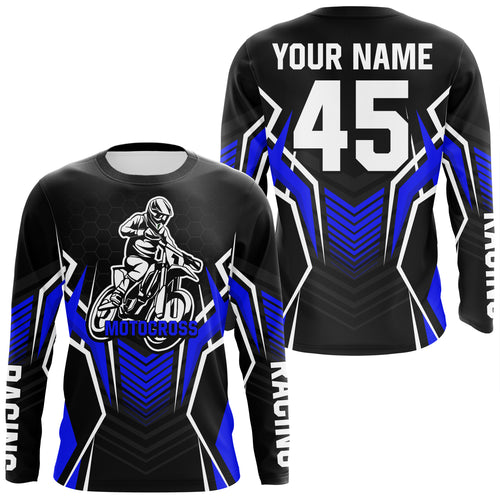 Blue Motocross Jersey Men Women Kid Upf30+ Custom Dirt Bike Shirt Off-Road Jersey Boys Girls PDT668