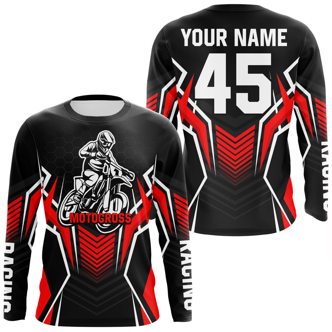 Red Motocross Jersey Men Women Kid Upf30+ Custom Dirt Bike Shirt Off-Road Jersey Boys Girls PDT668