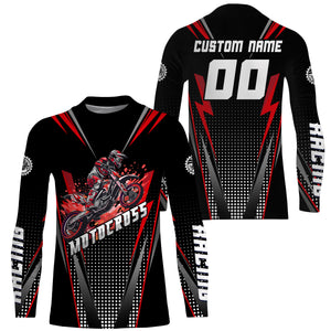 Personalized Red Motocross Jersey Kid&Adult Upf30+ Dirt Bike Shirt Off-Road Motorcycle Racing PDT671