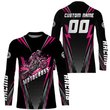 Load image into Gallery viewer, Personalized Pink Motocross Jersey Kid&amp;Adult Upf30+ Dirt Bike Shirt Off-Road Motorcycle Racing PDT671