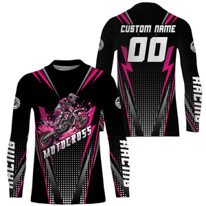 Personalized Pink Motocross Jersey Kid&Adult Upf30+ Dirt Bike Shirt Off-Road Motorcycle Racing PDT671