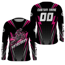 Load image into Gallery viewer, Personalized Pink Motocross Jersey Kid&amp;Adult Upf30+ Dirt Bike Shirt Off-Road Motorcycle Racing PDT671