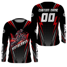 Load image into Gallery viewer, Personalized Red Motocross Jersey Kid&amp;Adult Upf30+ Dirt Bike Shirt Off-Road Motorcycle Racing PDT671