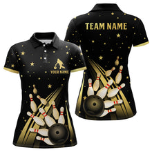 Load image into Gallery viewer, Gold&amp;Black Bowling Jersey Men &amp; Women Custom Bowling Shirt Team Bowling Polo BDT528